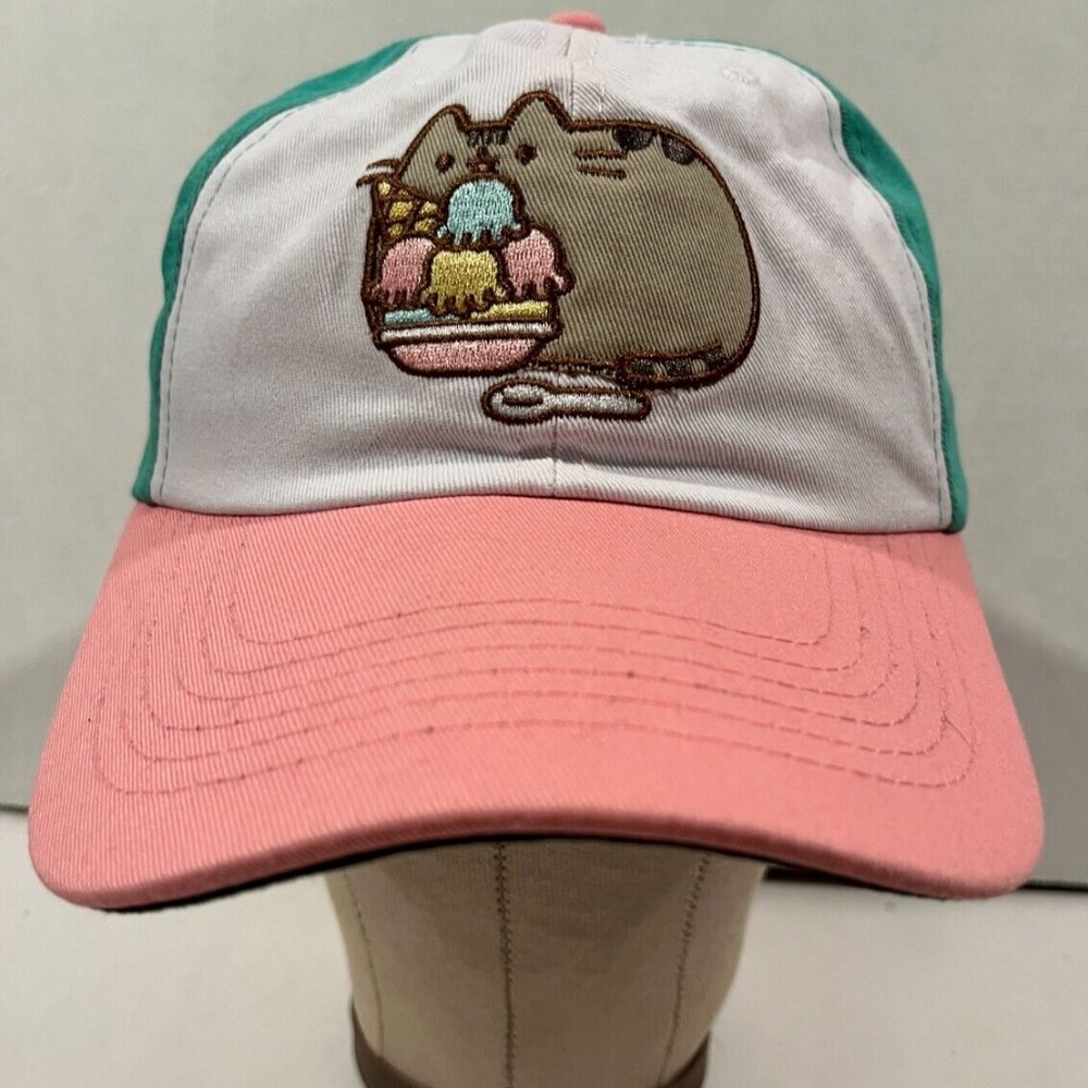 Pusheen the Cat - Dad Hat Pink Teal White, Adjustable Preowned Clean